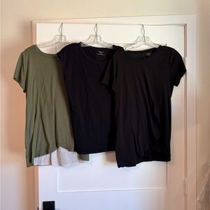 3 Motherhood Maternity nursing access t-shirts size M 2 black 1 olive green